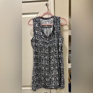 Old Navy Navy and White Sleeveless Patterned Dress